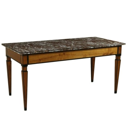 Elegant Table Néo-Classical Merisier Marbre Italie Dernier quart '700