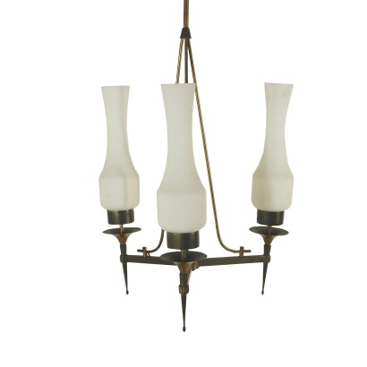 {* $ 0 $ *}, plafonnier, lampe en métal, lampe en laiton, lampe en verre opale, lampe antique moderne, lmpada italia.