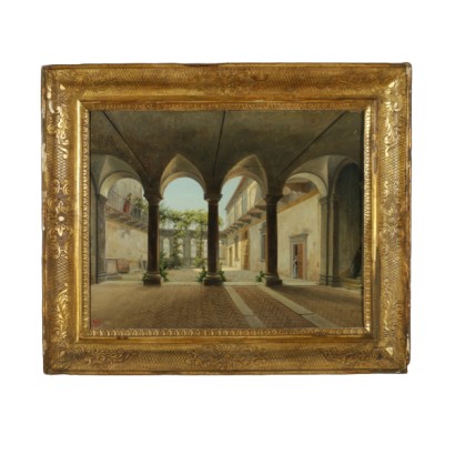 View of courtyard with figures