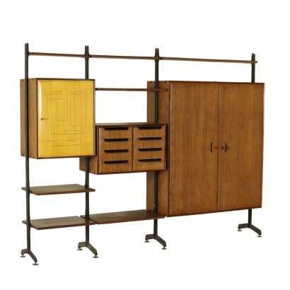{* $ 0 $ *}, 50s-60s cabinet, 50s cabinet, 60s cabinet, bookcase cabinet, vintage bookcase cabinet, modern antique bookcase, open bookcase, bookcase with containers, mahogany veneer bookcase, mahogany bookcase, modern bookcase , Italian vintage, Italian modern antiques