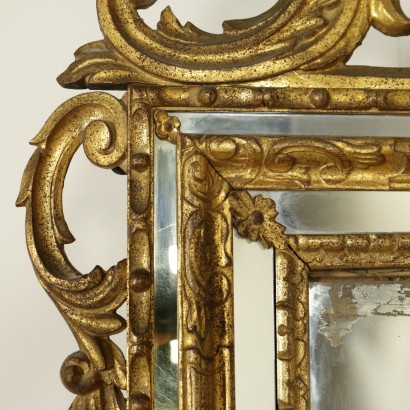 {* $ 0 $ *}, miroir de style, miroir antique, miroir antique, miroir 900, miroir début des années 1900, miroir en bois, miroir doré, miroir en bois doré