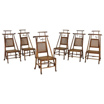 Gruppo di sei sedie in acero