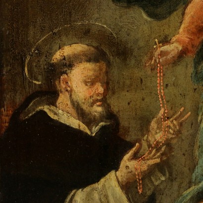 La Madone du rosaire avec l'Enfant et les saints-détail