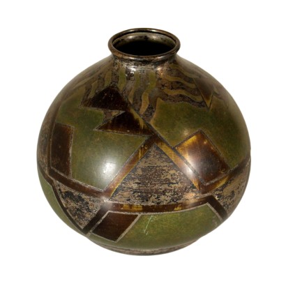 Vase Art déco Métal Argent Or Fabriqué en France Années 30-40