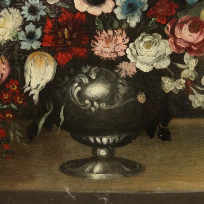 Pair of Still Life with Flowers and Fruit - detail