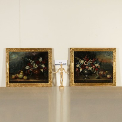 Pair of Still Life with Flowers and Fruit