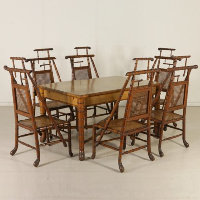 Group of six chairs in maple