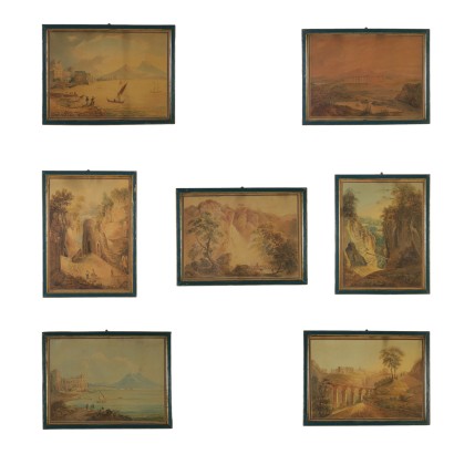 Arte del siglo XIX - Vistas italianas de pintura de paisaje