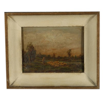 Erminio Soldera (1874-1955), Landscape with flock