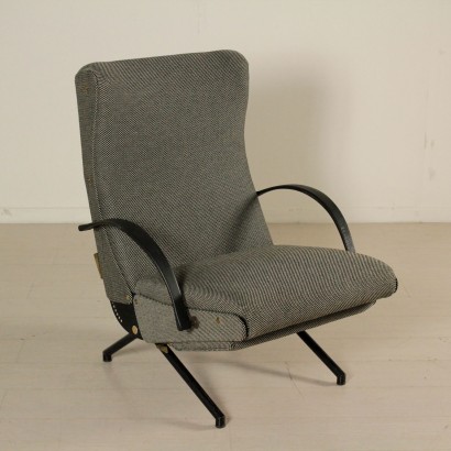 Armchair Designed by Osvaldo Borsani Metal Fabric Vintage Italy 1950s