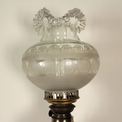 Table Lamp Opaline Glass Gilded Bronze Glazed Crystal Germany End 1800 - Early 1900