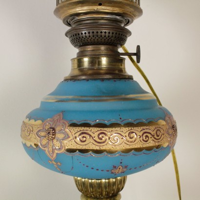 Table Lamp Opaline Glass Gilded Bronze Glazed Crystal Germany End 1800 - Early 1900