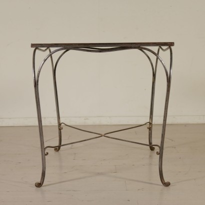 Table Raw Wrought Iron Glass Top Vintage Italy 1960s