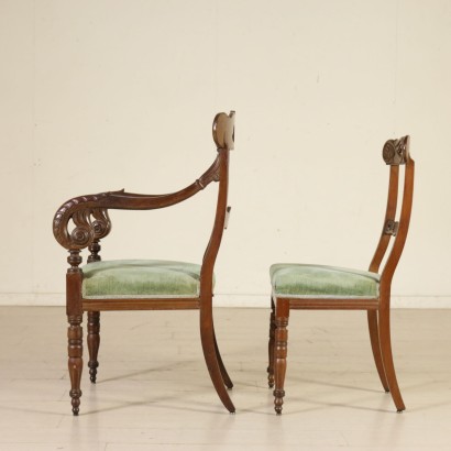 Group of Two Armchairs and Five Chairs-detail