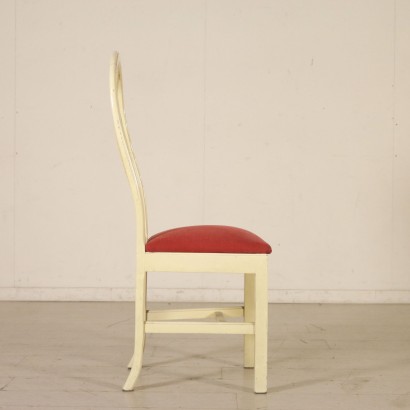 {* $ 0 $ *}, groupe de chaises, chaises en bois laqué, chaises rembourrées, chaises en tissu, chaises modernes, chaises années 50, chaises italiennes