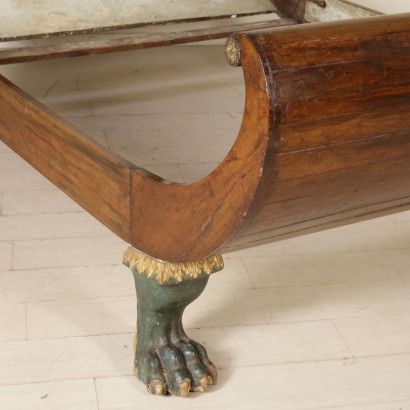 Empire Double Bed Walnut Ferine Feet Italy Early 1800s