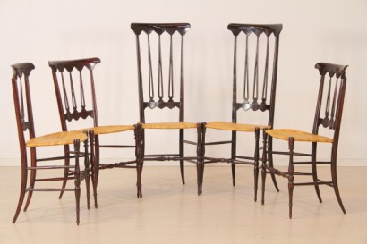 antiquariato, sedie, gruppo di cinque sedie chiavarine, sedie chiavarine, sedie italia, sedie del 900, sedie 900, sedie legno da frutto, sedie