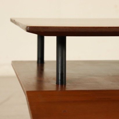 Petite Table Placage acajou Metal laqué Vintage Italie Années 50-60