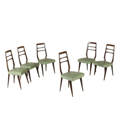 antiguo moderno, diseño moderno, silla, silla moderna, silla moderna, silla italiana, silla vintage, silla de los años 50, silla de diseño de los 50, grupo de seis sillas de los años 50.