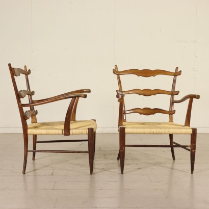 antigüedades modernas, antigüedades de diseño moderno, sillón, sillón de antigüedades modernas, sillón de antigüedades modernas, sillón italiano, sillón vintage, sillón de los años 50, sillón de diseño de los años 50, par de sillones, par de sillones al estilo de Paolo Buffa.