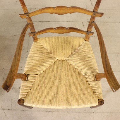 Pair of Armchairs Paolo Buffa Style Raffia Vintage Italy 1950s