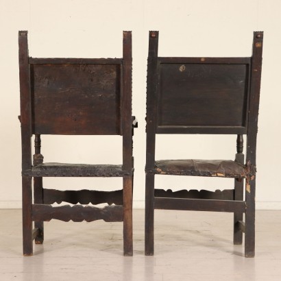 antik, Stuhl, antike Stühle, antiker Stuhl, antiker italienischer Stuhl, antiker Stuhl, neoklassizistischer Stuhl, Stuhl aus dem 17. Jahrhundert, Paar Throne.
