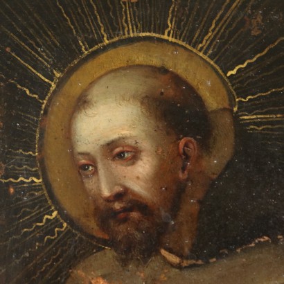 San Francesco in adorazione del Crocifisso-particolare