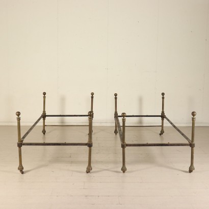 Pair of Iron Beds and Brass