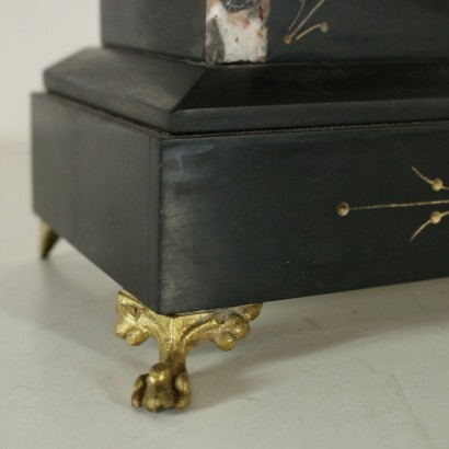 Mantel Triptych Gilded Bronze Black Marble France Second Half of 1800s