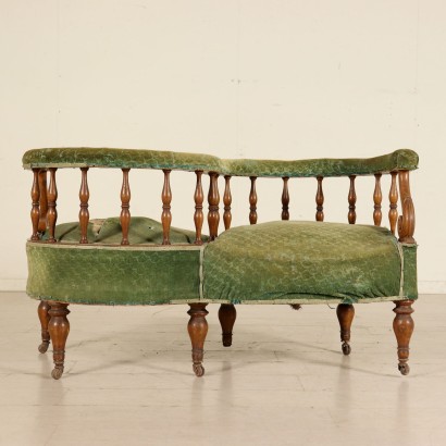 Antique Walnut Sofa Manufactured in Italy Mid 1800s
