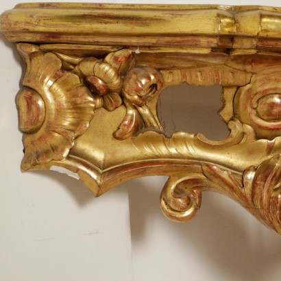 Drop Shaped Console Lacquered Gilded Wood Marble Naples Italy Mid 1700