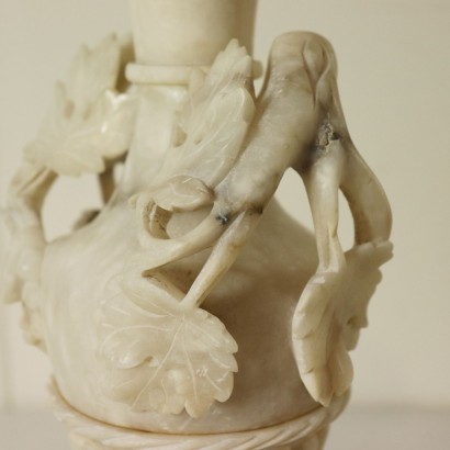 Alabaster Vase with Circular Base and Rilief Decorations Italy '900
