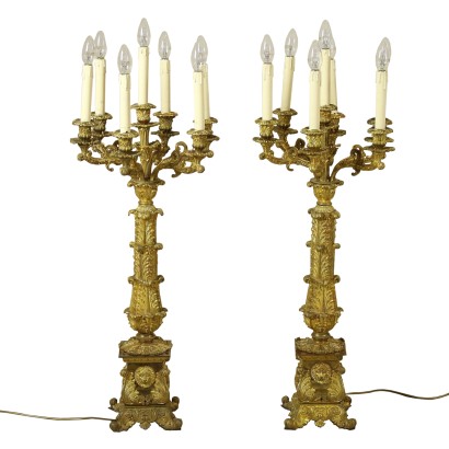 Pair of Gilded Bronze Candlesticks 20th Century