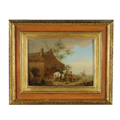 Genre Scene The Farriers Oil on Board Late 1600s