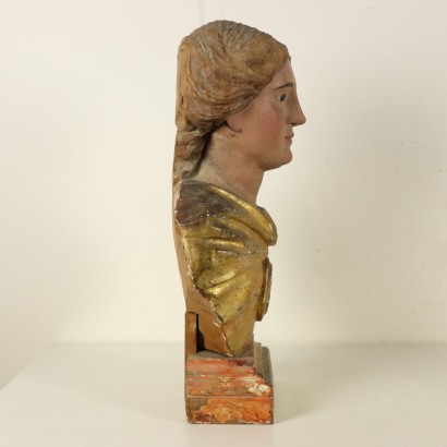 Bust Reliquary Gilded Lacquered Wood Italy 17th Century