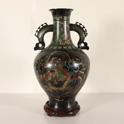 Vase décoré à Cloisonné Bronze Japon Fin '800- Début '900