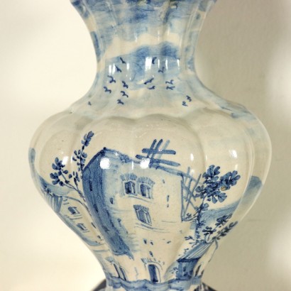 Pair of White Maiolica Vases Italy 19th Century