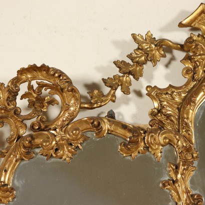Elegant Louis XV Gilded Wood Mirror Italy Mid 18th Century