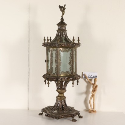 Lampe de Table Laiton Bronze Verre Italie XIXeme - XXeme siècle
