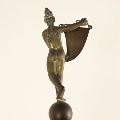 Lampe de Table Laiton Bronze Verre Italie XIXeme - XXeme siècle