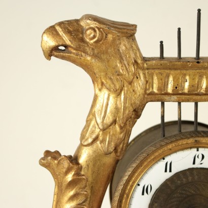 Carved and Gilded Wooden Lyre Clock France Early 19th Century
