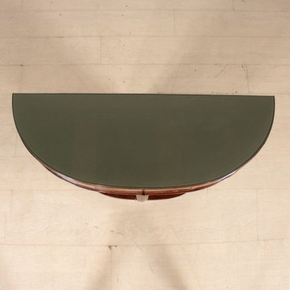 Wall Mounted Console Table Mahogany Veneer Glass Vintage Italy 1950s