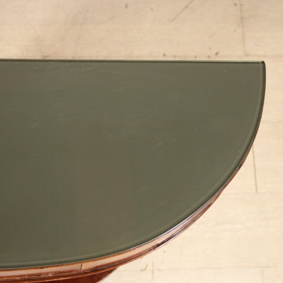 Wall Mounted Console Table Mahogany Veneer Glass Vintage Italy 1950s