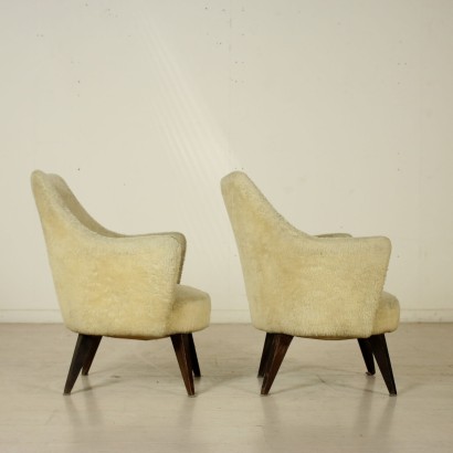 Pair of Small Armchairs Fabric Upholstery Vintage Italy 1960s