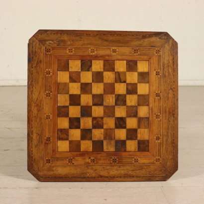 Coffee Table with Chessboard Maple Walnut Italy 19th Century