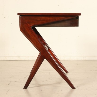 Writing Desk Solid Mahogany Poplar Vintage Italy 1950s