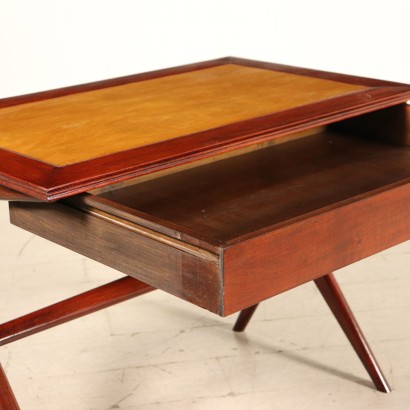 Writing Desk Solid Mahogany Poplar Vintage Italy 1950s