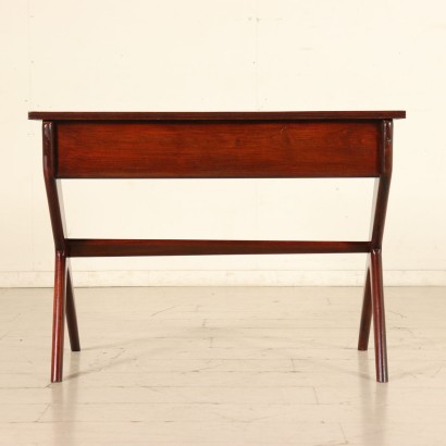 Writing Desk Solid Mahogany Poplar Vintage Italy 1950s