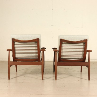 Pair of Armchairs Finn Juhl Fabric Upholstery Vintage Denmark 1960s