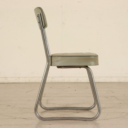Set of Chairs Chromed Pipe Skai Vintage France 1940s